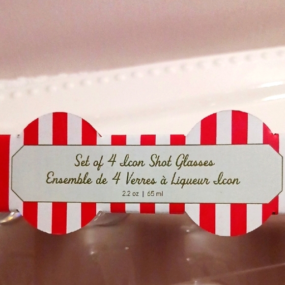 Candy Cane Shot Glasses  Set Of 4 Red and White Stripe - Picture 4 of 6